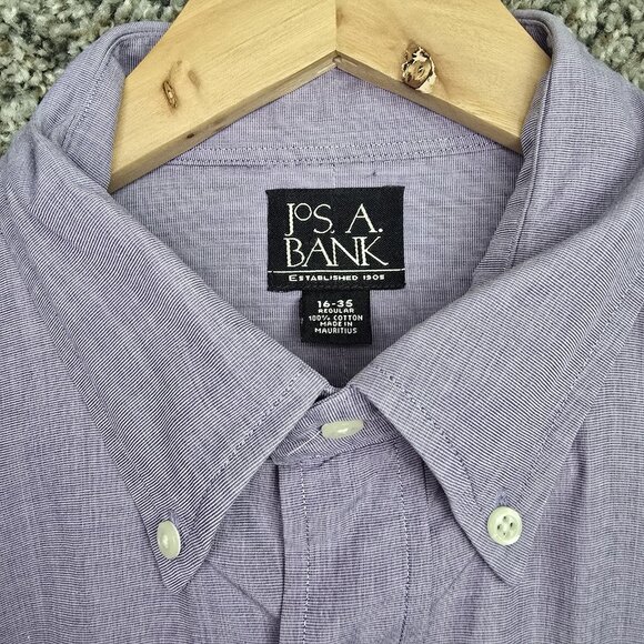 Jos A Bank Dress Shirt Mens 16 35 Purple Regular Fit Button Down Cotton Career - Picture 6 of 7